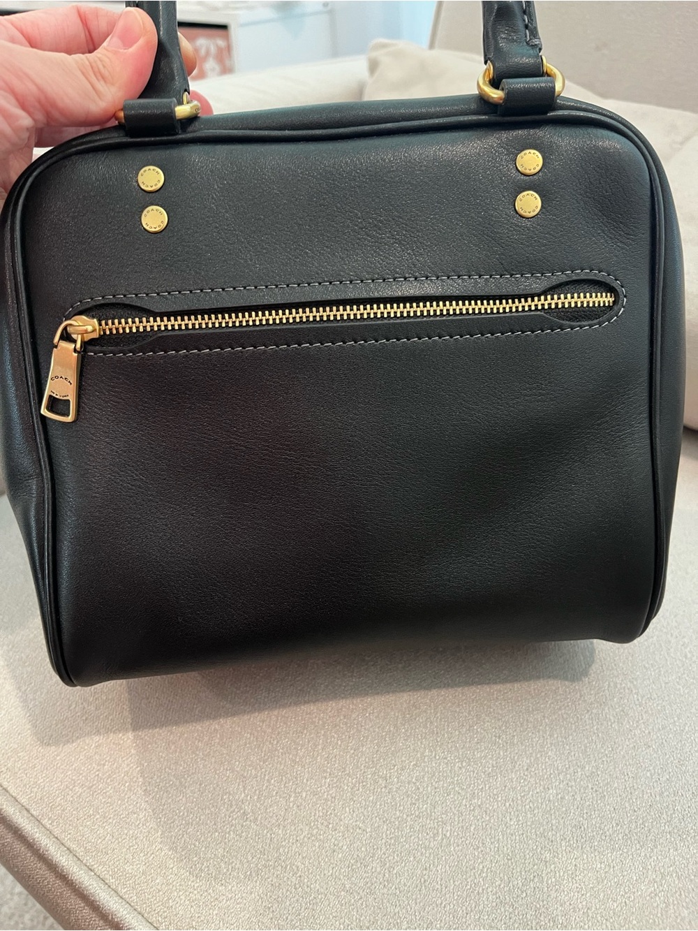 COACH Rogue Cube 20 Black Leather Small Top-Handle Satchel - Picture 7 of 8